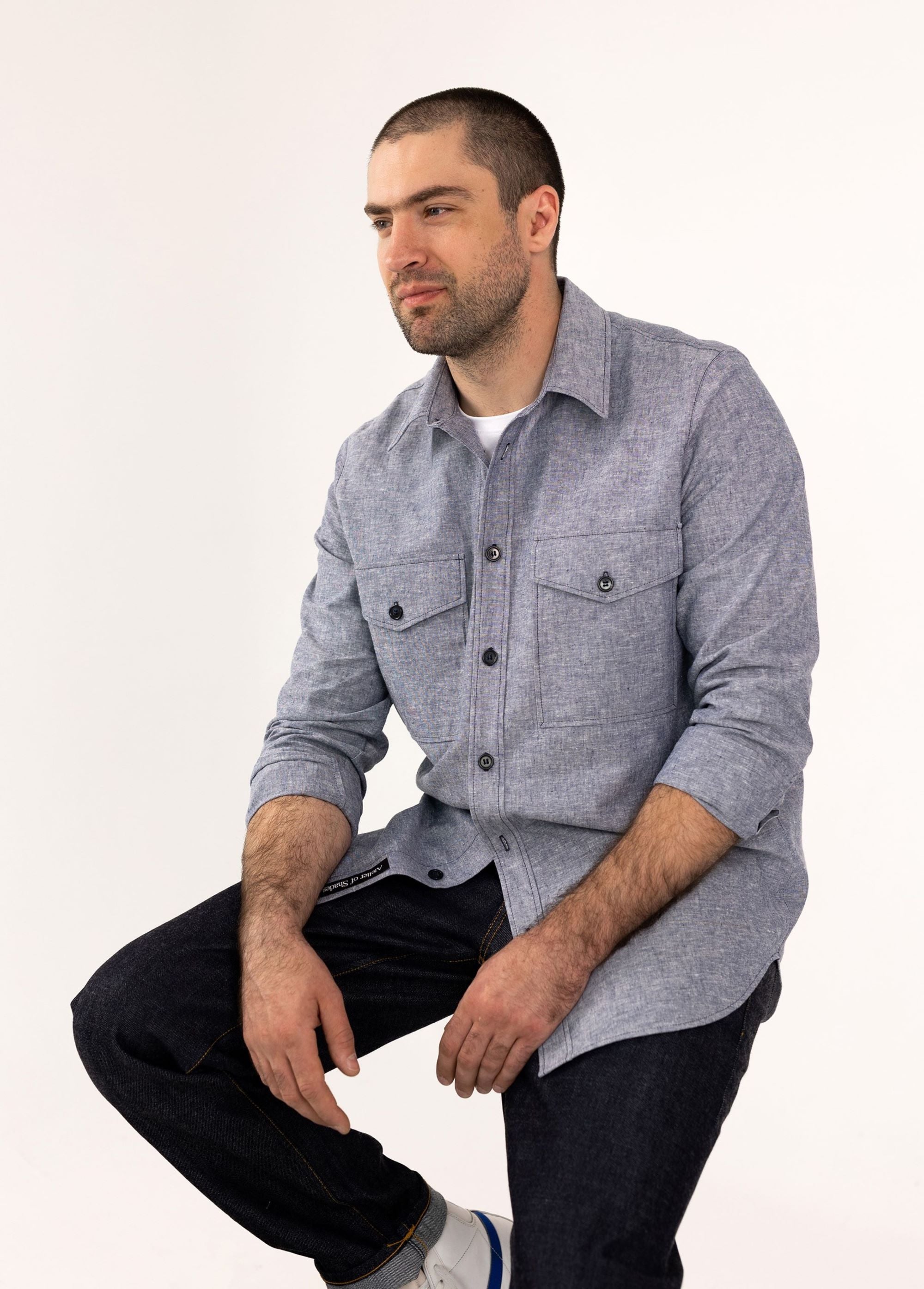 Two-Pocket Worker Shirt - Blue