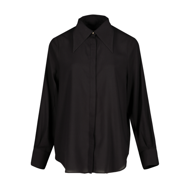 POINTED COLLAR  TAILORED VISCOSE SHIRT IN BLACK