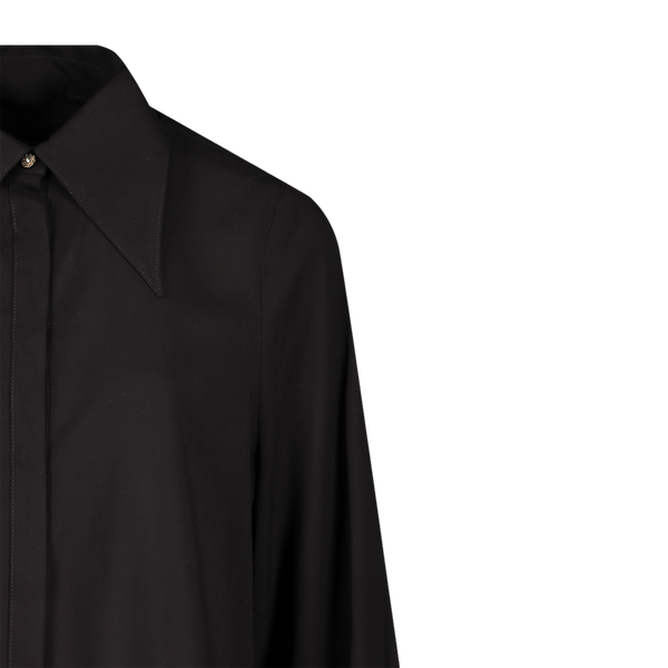 POINTED COLLAR  TAILORED VISCOSE SHIRT IN BLACK