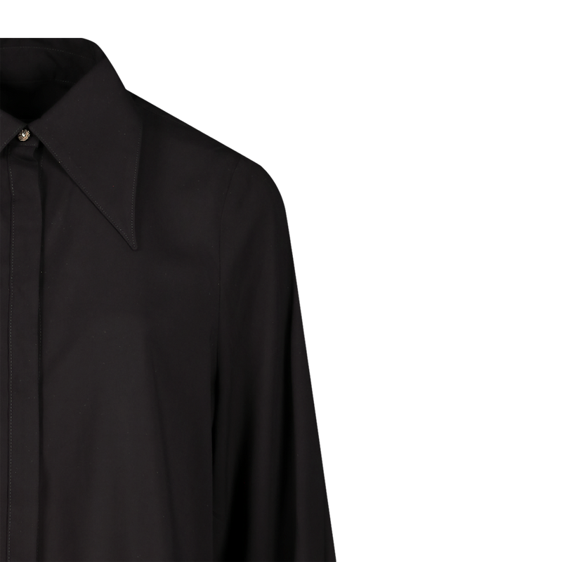 POINTED COLLAR  TAILORED VISCOSE SHIRT IN BLACK
