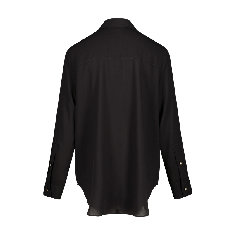 POINTED COLLAR  TAILORED VISCOSE SHIRT IN BLACK