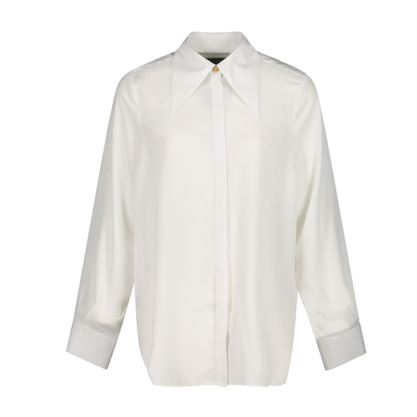POINTED COLLAR TAILORED VISCOSE SHIRT IN WHITE