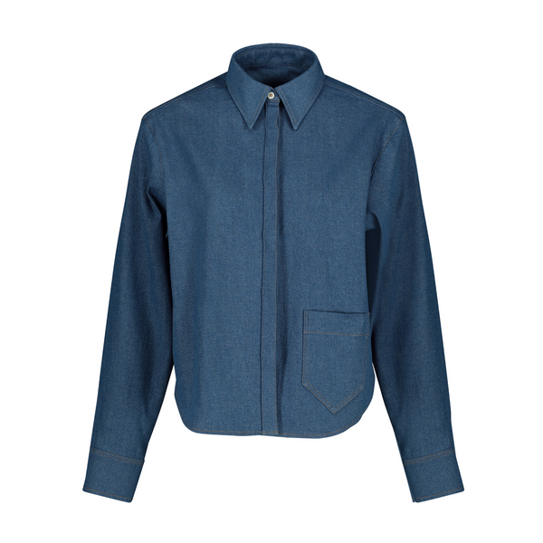 CROPPED STYLE LIGHT BLUE DENIM SHIRT №6