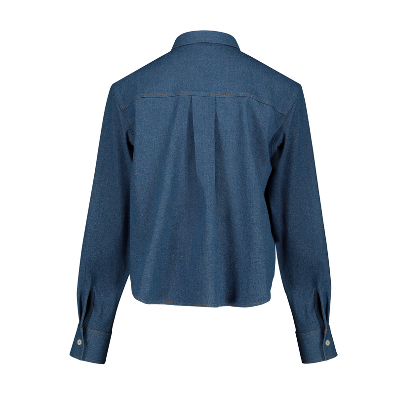 CROPPED STYLE LIGHT BLUE DENIM SHIRT №6