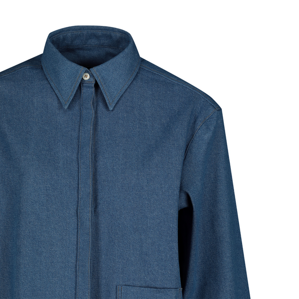 CROPPED STYLE LIGHT BLUE DENIM SHIRT №6