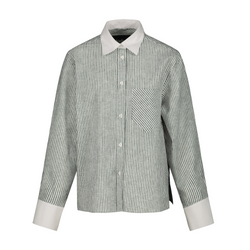 OVERSIZED COTTON SHIRT IN BLACK STRIPE