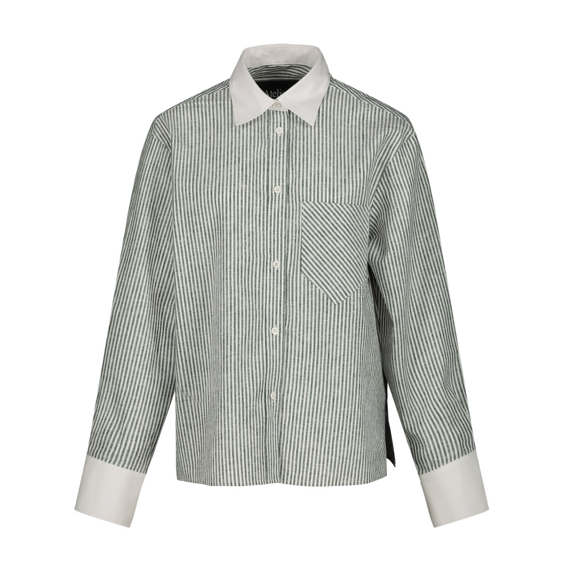 OVERSIZED COTTON SHIRT IN BLACK STRIPE