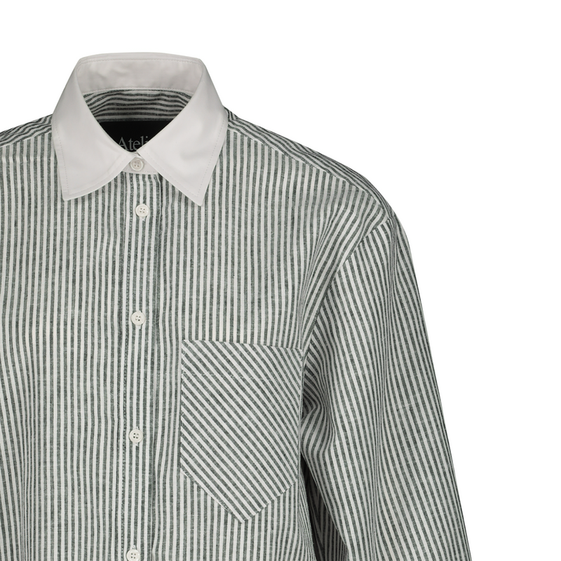 OVERSIZED COTTON SHIRT IN BLACK STRIPE