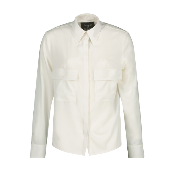 TWO FRONT POCKETS TAILORED VISCOSE SHIRT IN WHITE