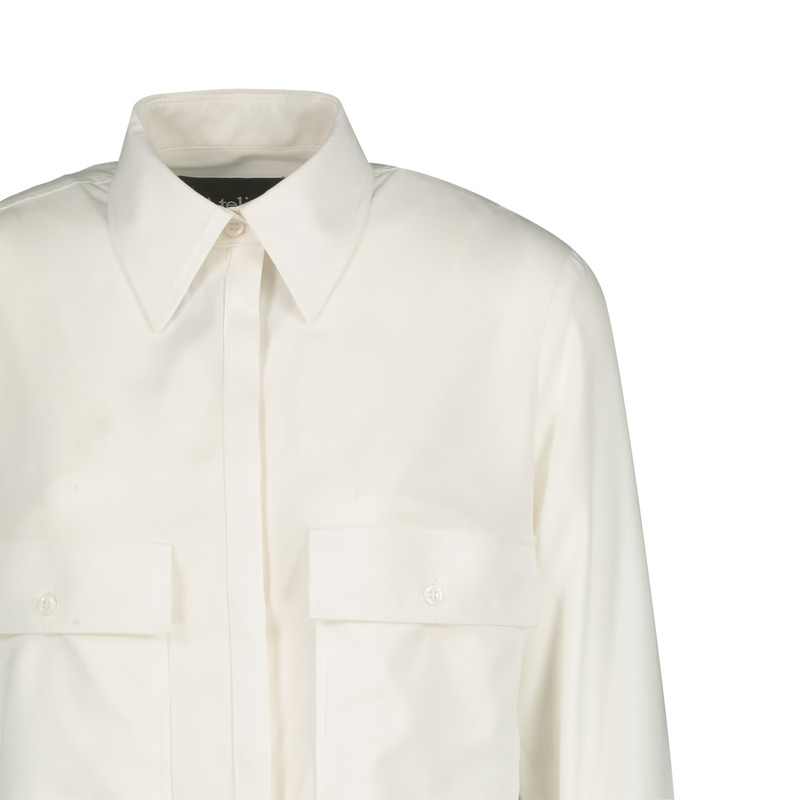 TWO FRONT POCKETS TAILORED VISCOSE SHIRT IN WHITE