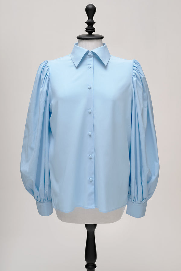 Puff sleeves VISCOSE Blouse in Light Blue