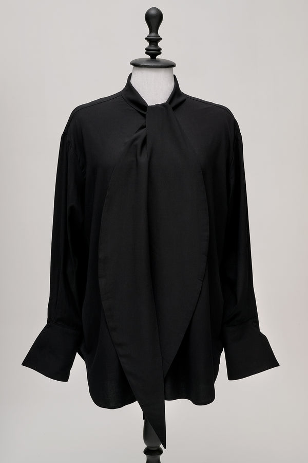 Bow Tie VISCOSE Blouse in BLACK