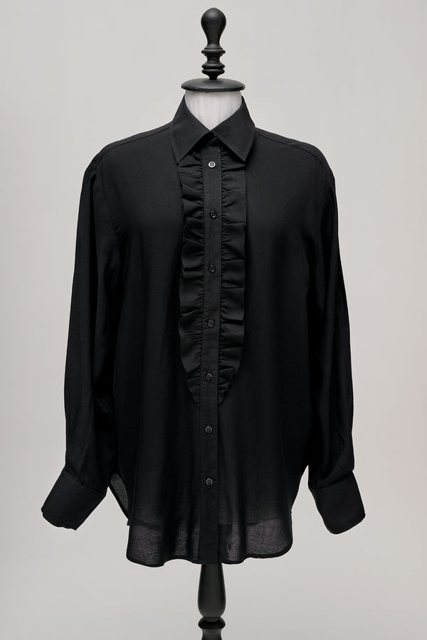Ruffled VISCOSE Blouse IN BLACK