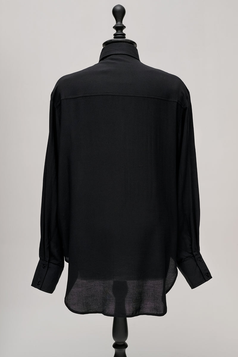 Ruffled VISCOSE Blouse IN BLACK
