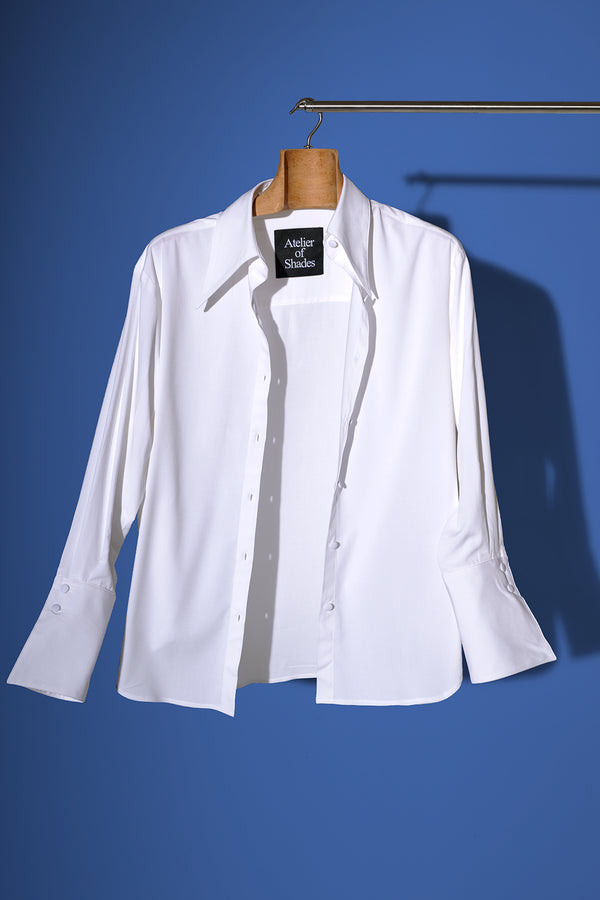 OVERSIZED CUFFS VISCOSE SHIRT IN WHITE