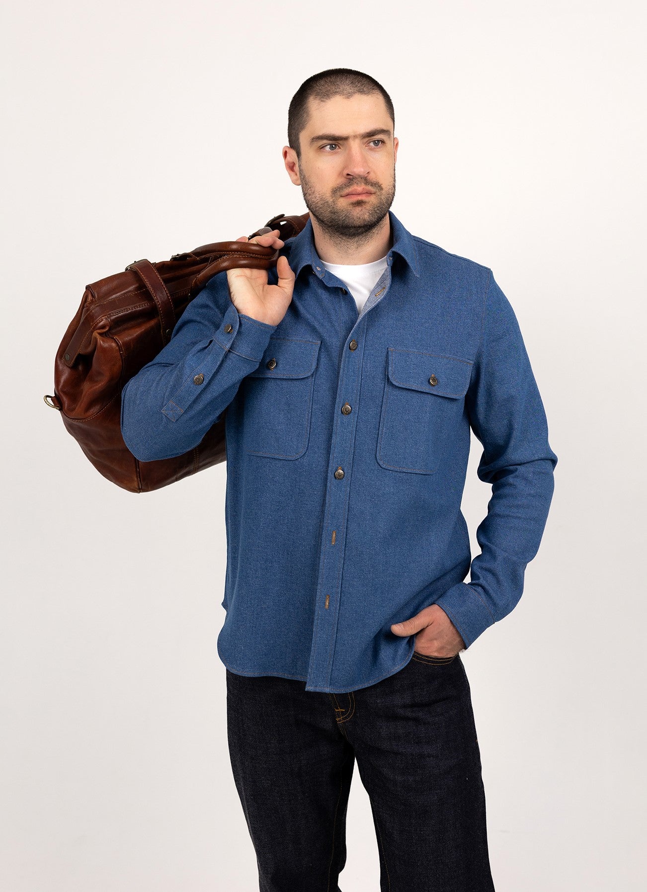 Denim Long-Sleeve Work Shirt
