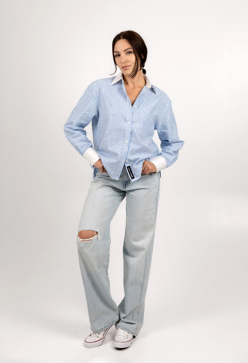 COTTON SHIRT IN BLUE STRIPE