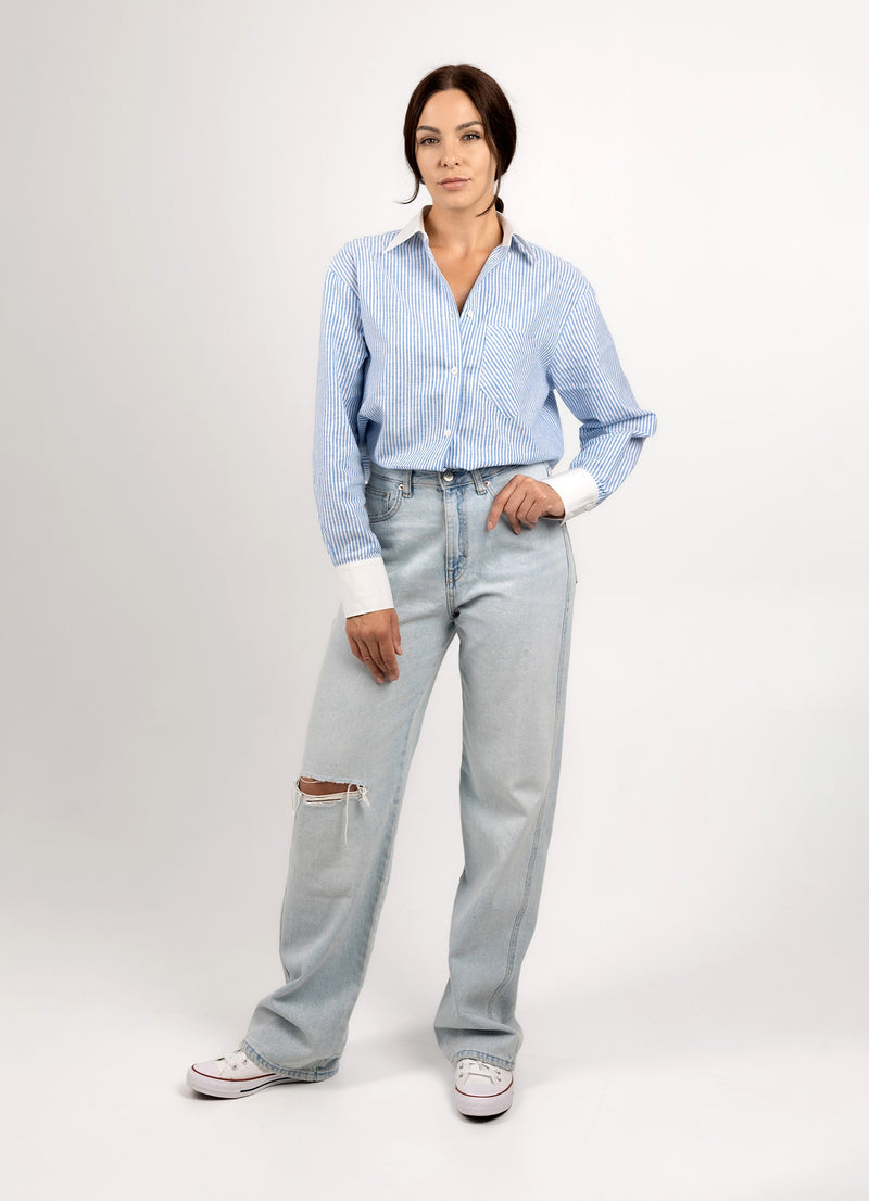 COTTON SHIRT IN BLUE STRIPE