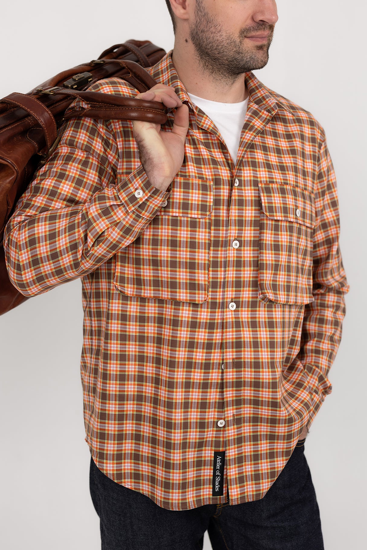 Travel shirt-jacket with pockets- Cotton Check