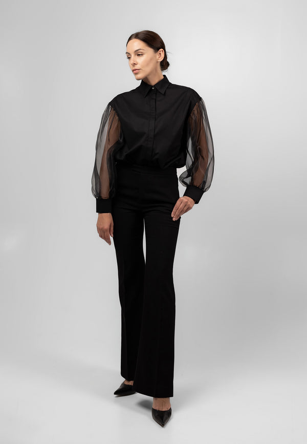 Cotton organza blouse - black