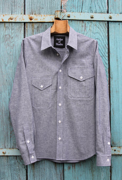 Grey Multi-Pocket Work Shirt