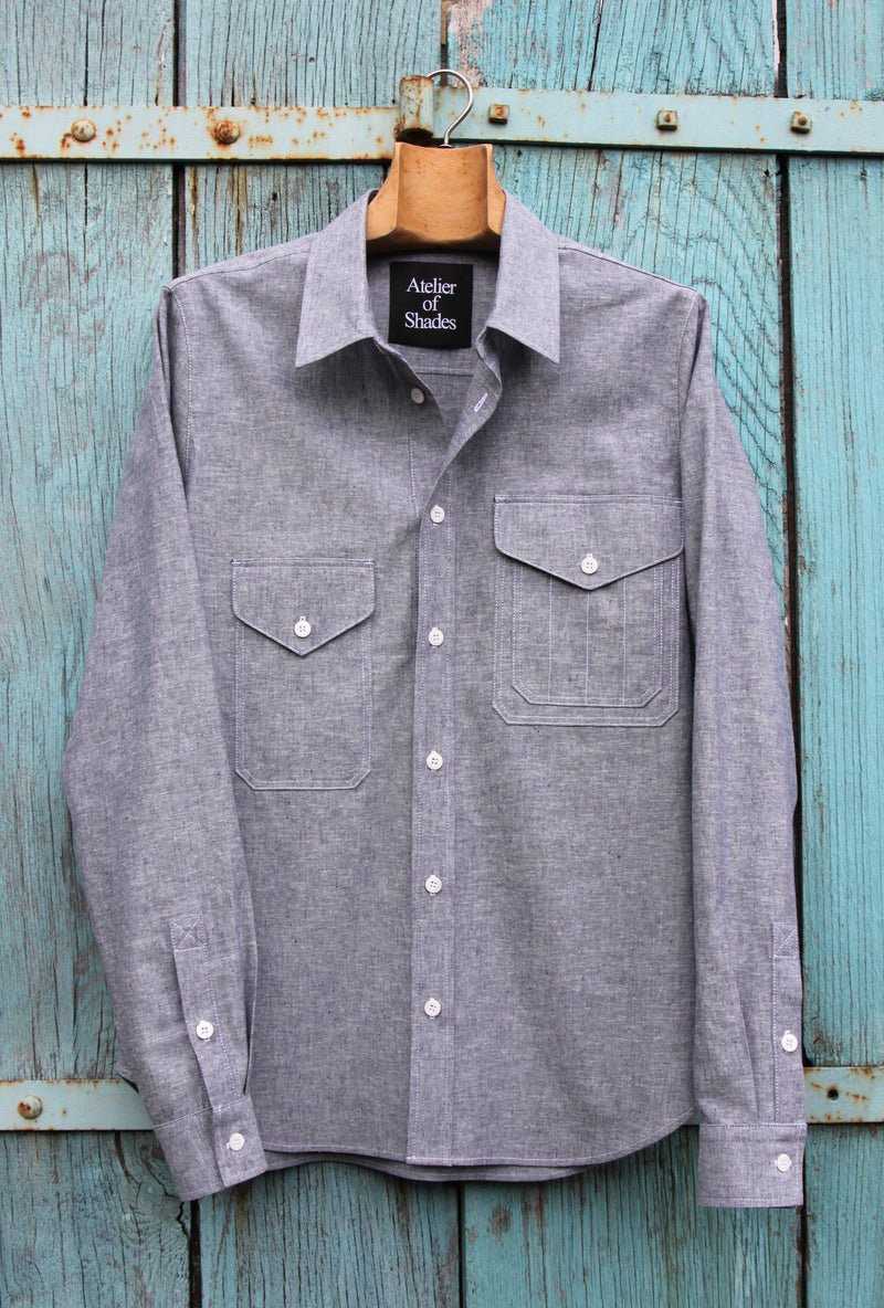 Grey Multi-Pocket Work Shirt
