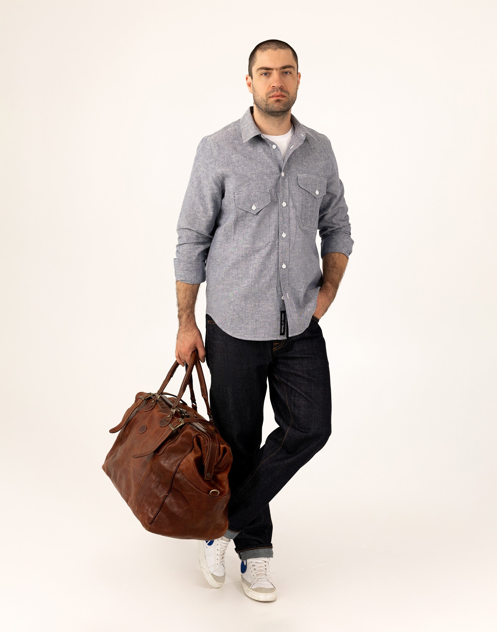 Multi-Pocket Worker Shirt - Blue