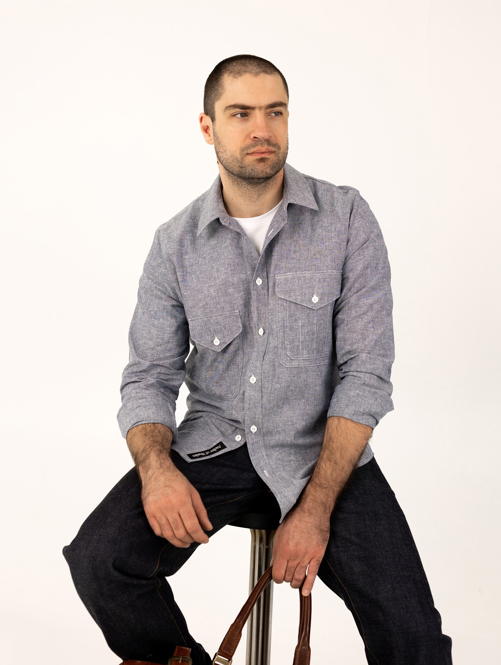 Multi-Pocket Worker Shirt - Blue