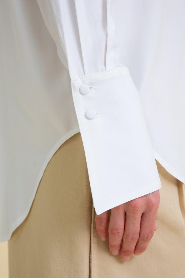OVERSIZED CUFFS VISCOSE SHIRT IN WHITE