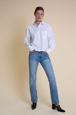 CROPPED COTTON  SHIRT IN WHITE