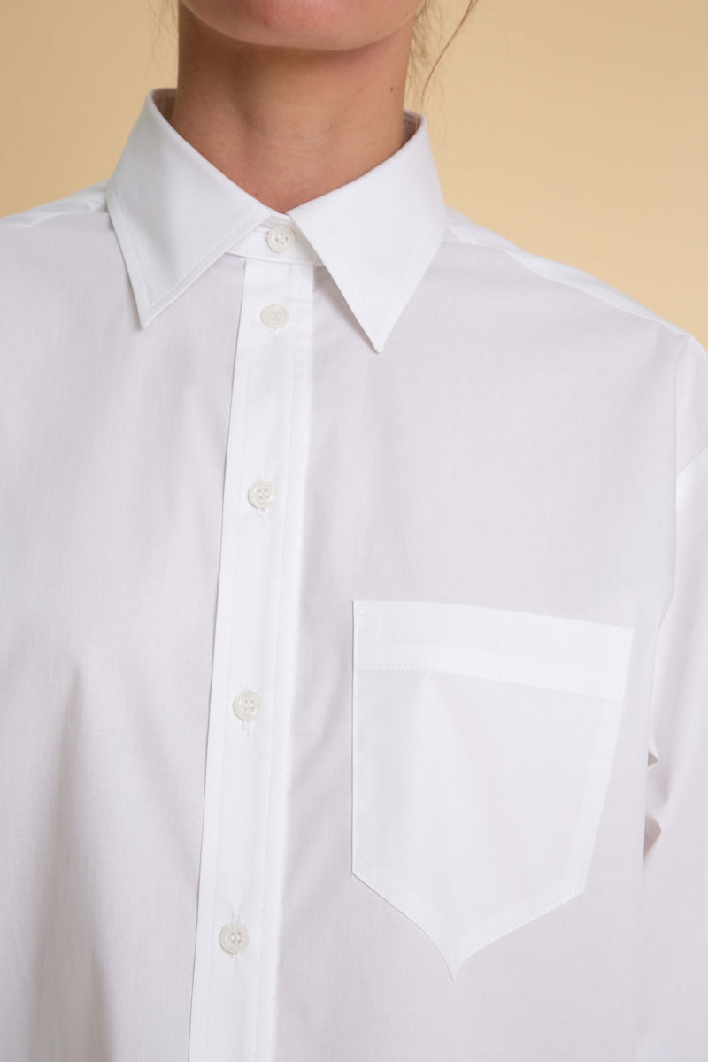 CROPPED COTTON  SHIRT IN WHITE