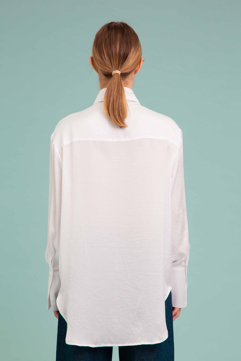 Silky Satin Shirt In Electric White