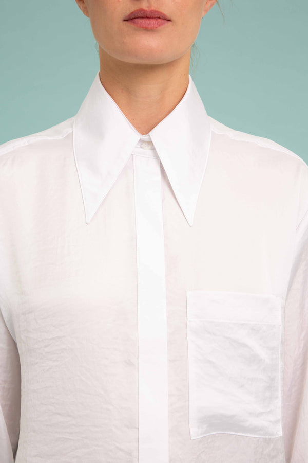 Silky Satin Shirt In Electric White