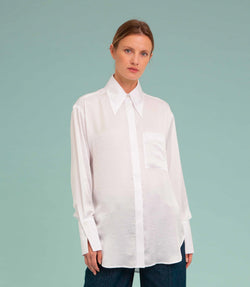 Silky Satin Shirt In Electric White