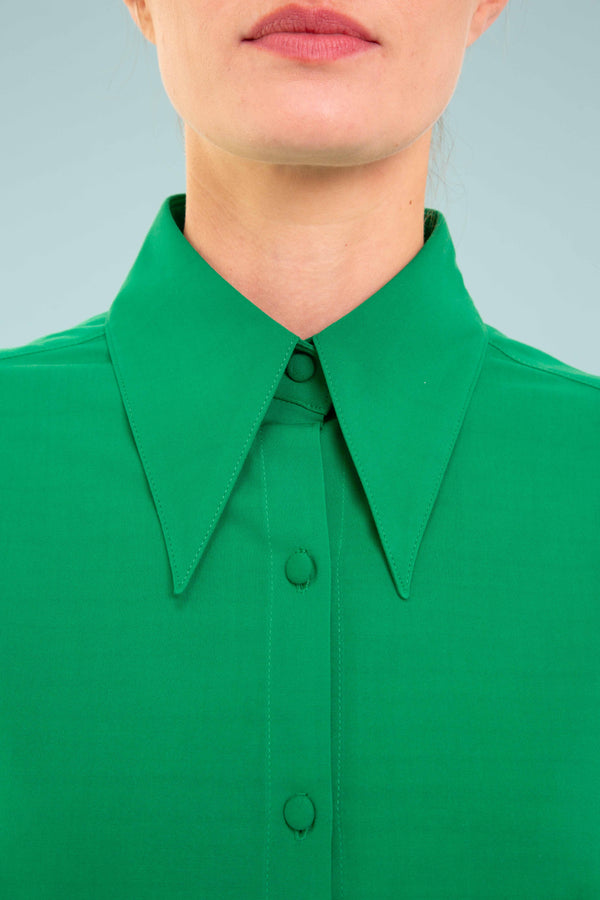 OVERSIZED CUFFS VISCOSE BLOUSE IN GREEN