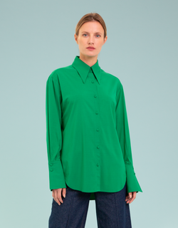 OVERSIZED CUFFS VISCOSE BLOUSE IN GREEN