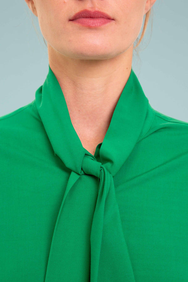 Bow Tie VISCOSE Blouse in Green