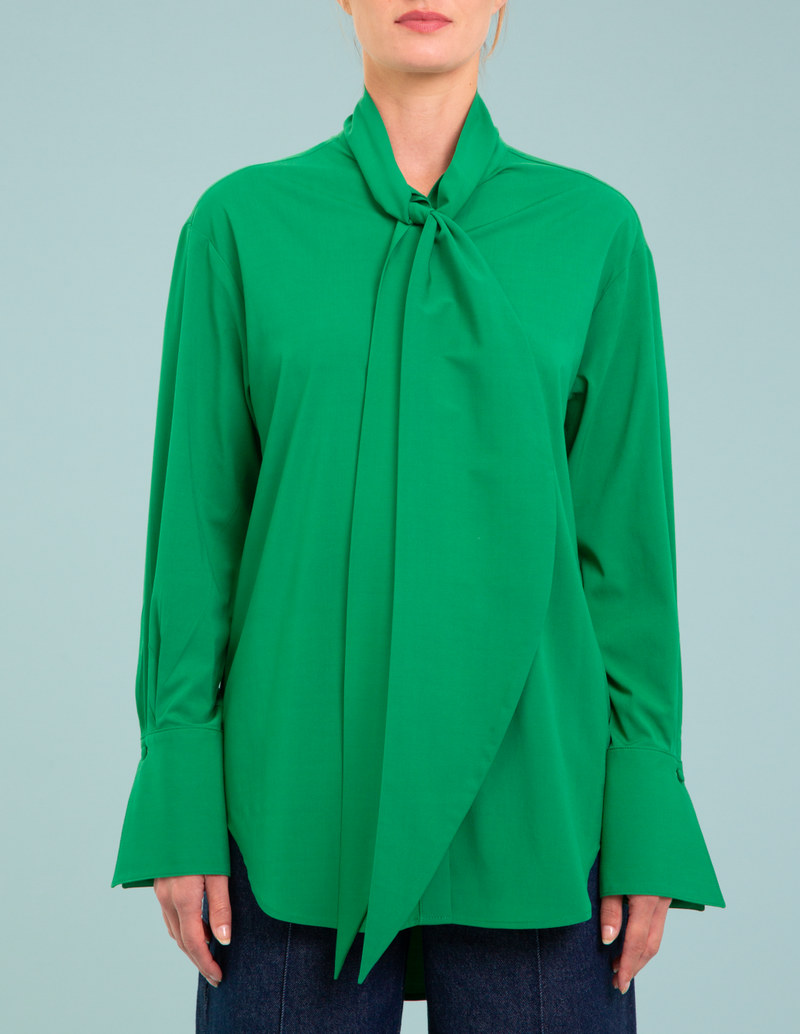 Bow Tie VISCOSE Blouse in Green