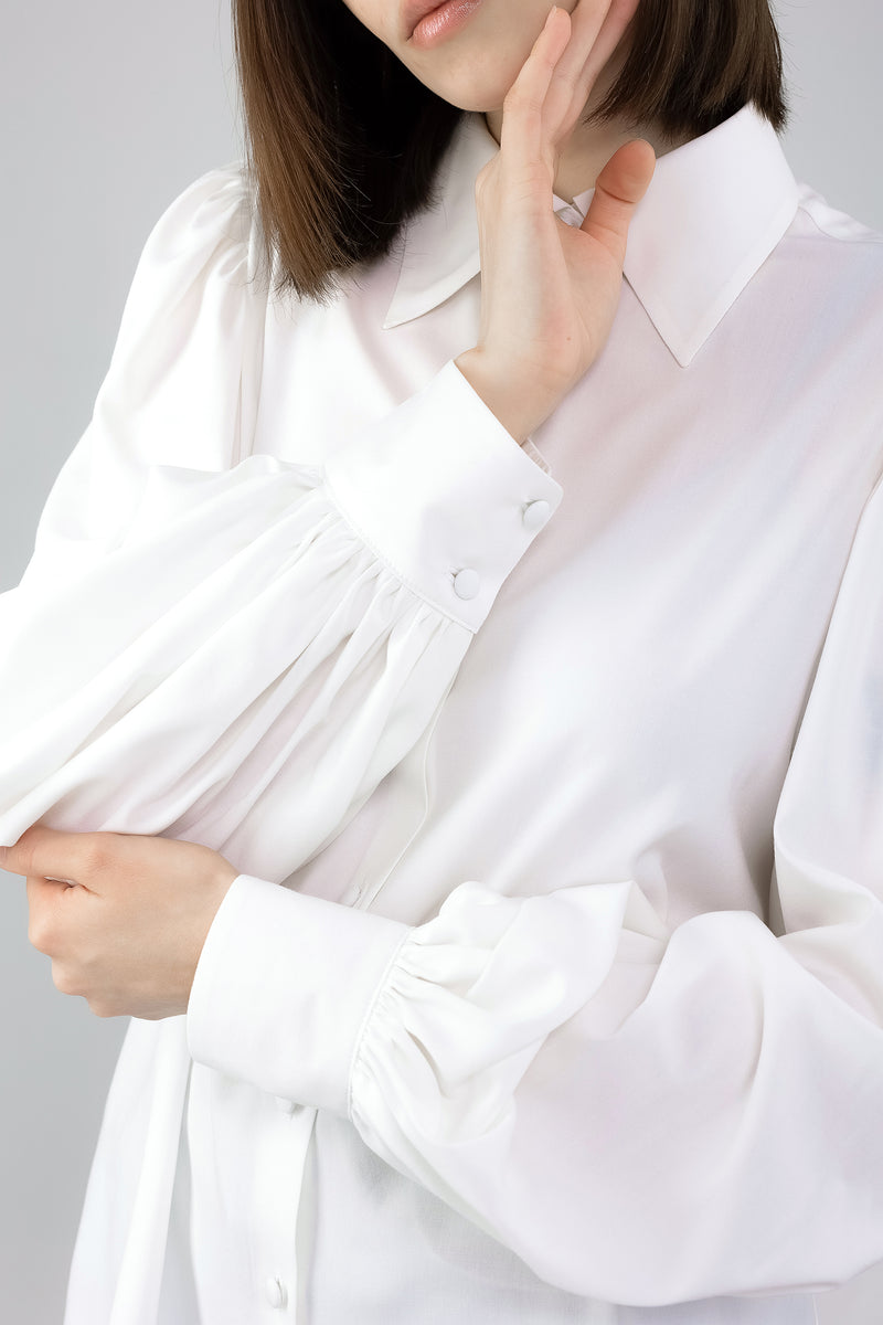 Puff sleeves VISCOSE Blouse in White