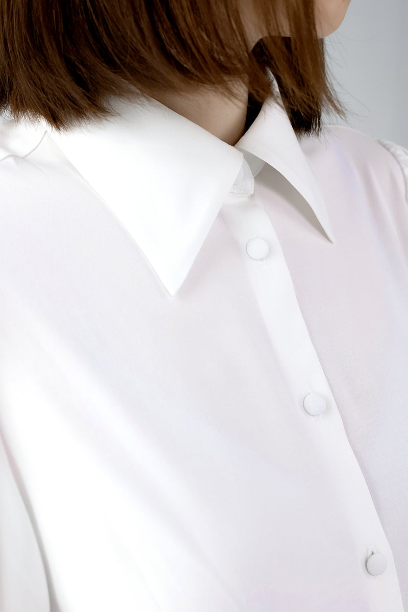 Puff sleeves VISCOSE Blouse in White