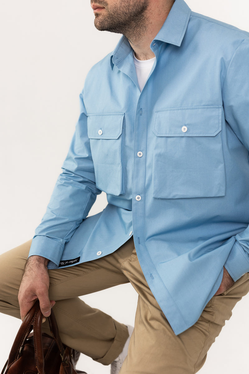 Travel shirt-jacket – Sky Blue