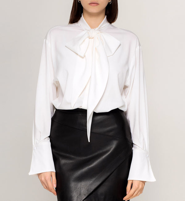 Bow Tie VISCOSE Blouse in White