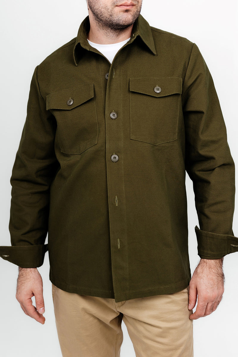 Military shirt jacket in Khaki