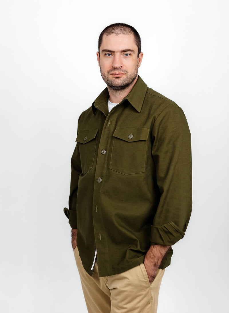 Military shirt jacket in Khaki