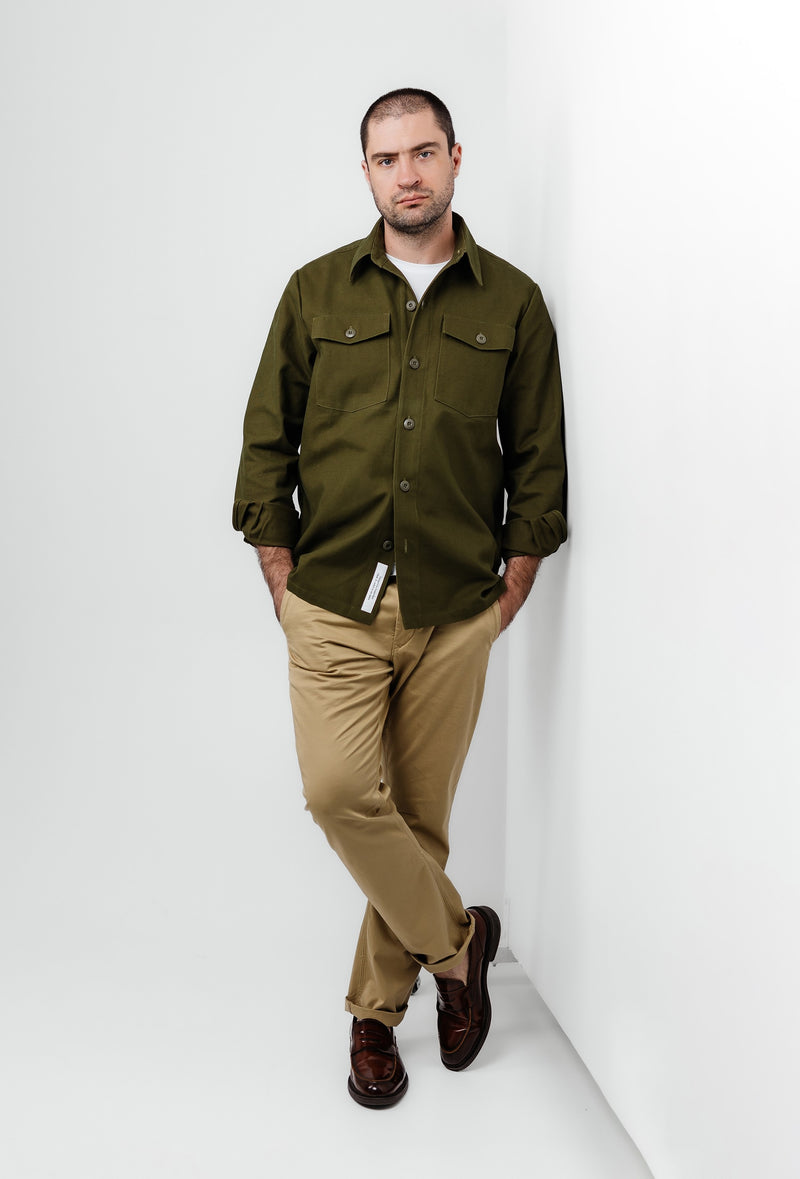 Military shirt jacket in Khaki