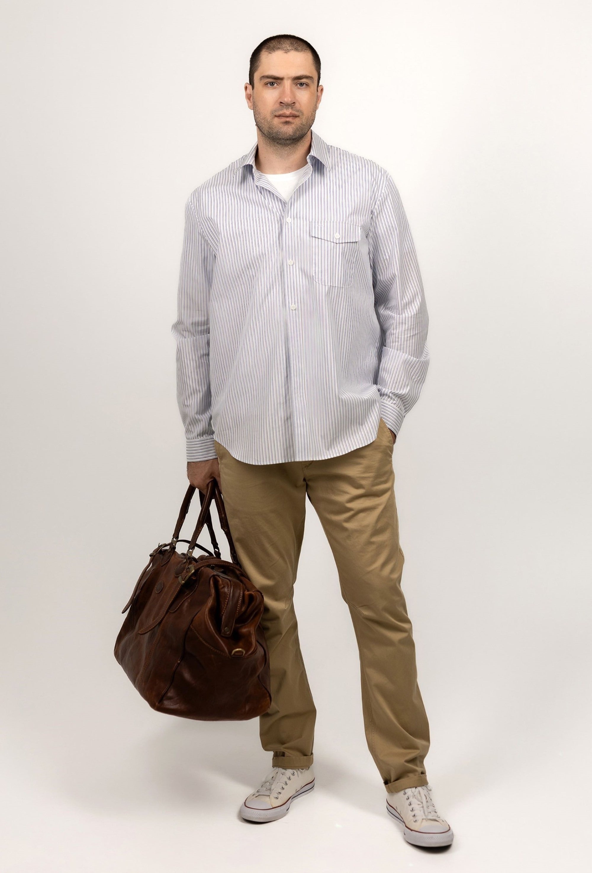 Relaxed Fit Striped Cotton Shirt