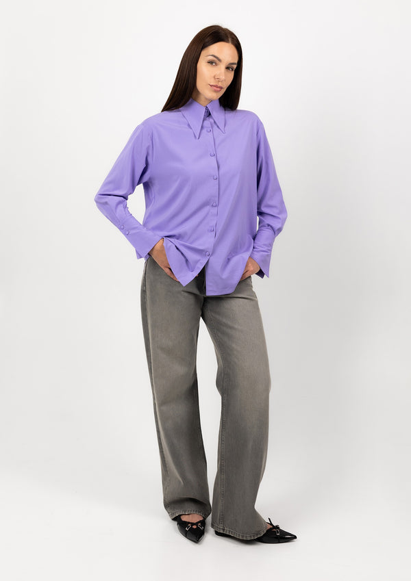 Viscose Blouse With Elegant Cuffs in Purple