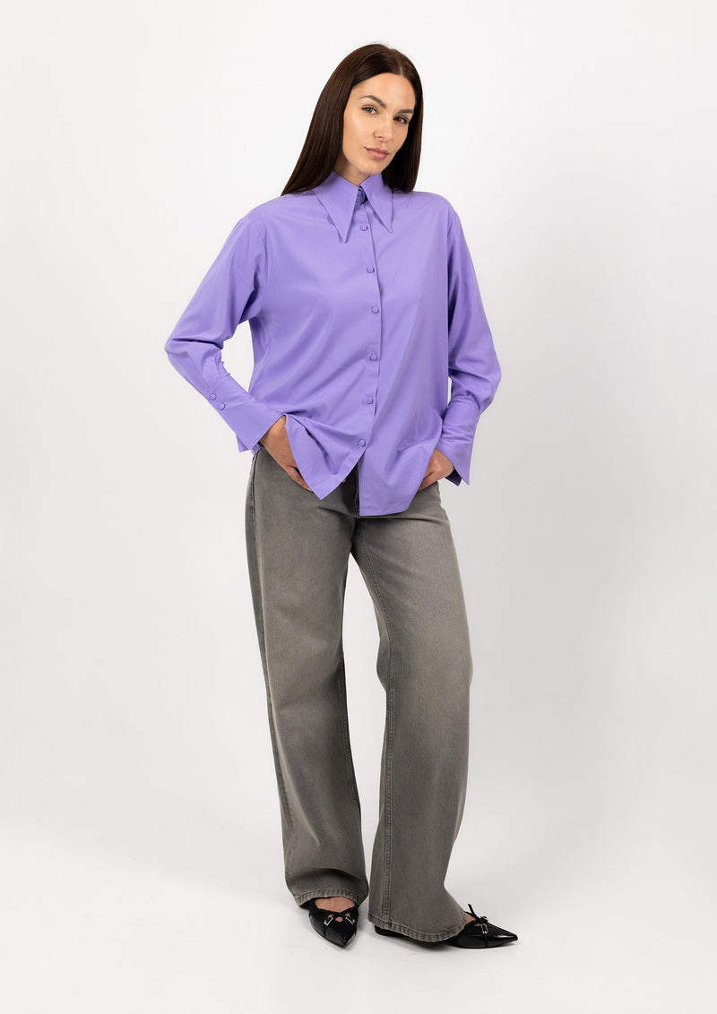 Viscose Blouse With Elegant Cuffs in Purple