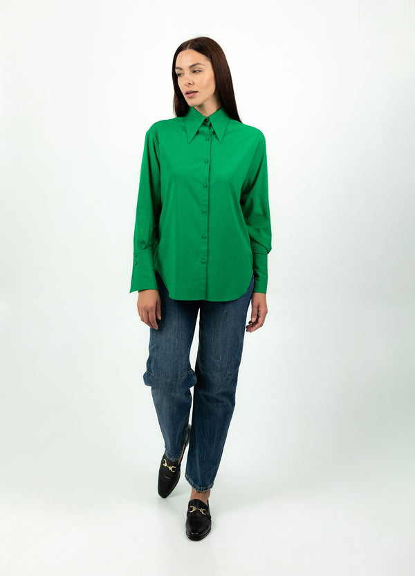 Viscose Shirt With Elegant Cuffs in Green