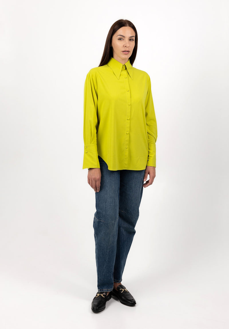 Viscose Blouse With Elegant Cuffs in Lemon